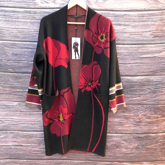 Sports Floral Print Cardigan Sweater 